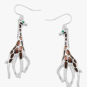 Chic Silver and Brown Giraffe Earrings